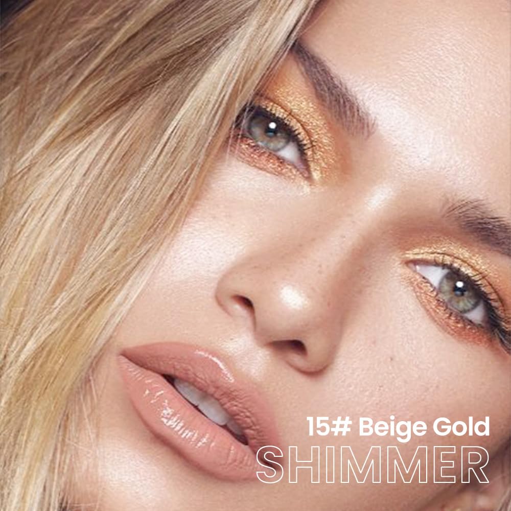 evpct Beige Gold Shimmer Cream Eye Shadow Brightener Sticks Set for Eyes, Gold Shimmery Matte Pencil Eye shadow Applicator Stick Pen Palette Makeup Waterproof sombras en crema para ojos 15#