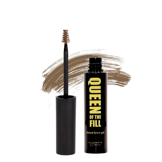 Elizabeth Mott Queen of the Fill Tinted Eyebrow Gel – Brow Filler, Volumizer & Setter – Defines, Shapes & Covers Gray Hairs – Water-Resistant, Long-Lasting – Cruelty-Free – Light Medium Brown 4g