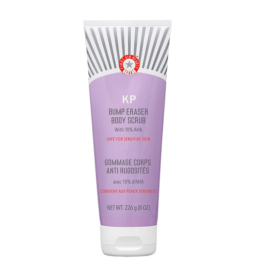First Aid Beauty - KP Bump Eraser Body Scrub with 10% AHA, Keratosis Pilaris Skin Exfoliator with Glycolic and Lactic acids, Helps Reduce Chicken Skin Bumps, Safe for Sensitive Skin, 8 oz