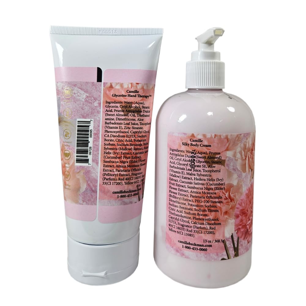 Camille Beckman Hand and Body Duet Set, Silky Body and Glycerine Hand Cream, Camille