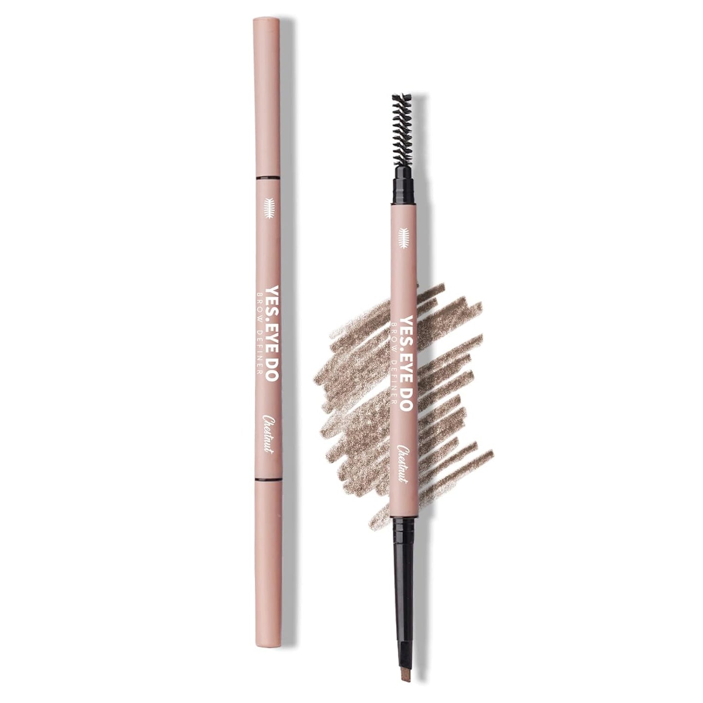 Eyebrow Pencil Brown, Ultra Slim Micro Eyebrow Filler Pen with Spoolie, Waterproof Precision Brow Pencil with Double Head for Brow Laminaion, Create Flawless & Natural Brows, Chestnut, YES.EYE DO