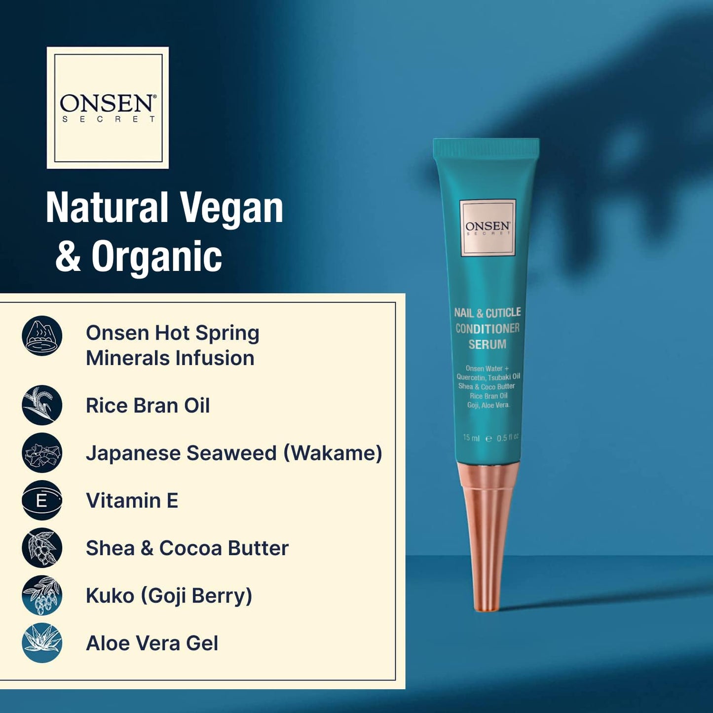 Onsen Nail & Cuticle Cream Treatment w/Japanese Tsubaki, Jojoba & Lavender Oil, Shea Butter - Strengthens Nails, Softens Cuticles - Daily Repair Care (1 Count/15 ml)