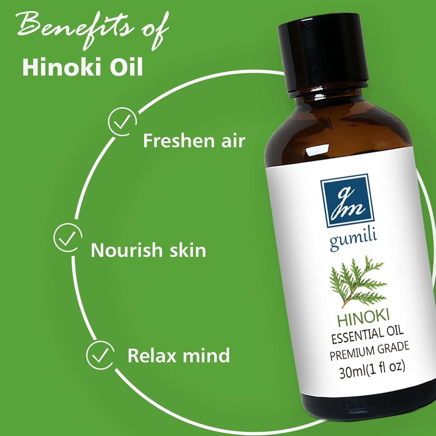 Hinoki Essential Oil 1 Oz – 100% Pure Natural Hinoki Oil for Diffuser, Skin, Hair, Massage & DIY, Refreshing Woodsy Aroma