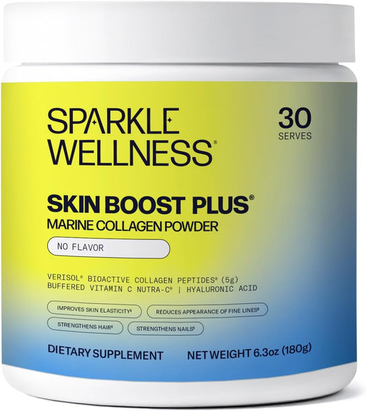 Marine Skin Boost Plus (No Flavor) [30-Serves] | Collagen Powder Supplement with Marine-derived VERISOL Bioactive Hydrolyzed Collagen Peptides, Vitamin C & Hyaluronic Acid
