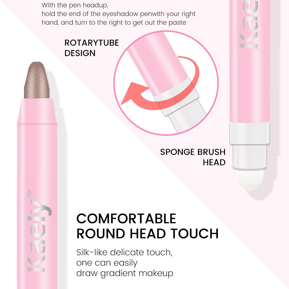 Kaely 2in1 Cream Eye Shadow Brightener Sticks for Eyes, Pencil Eyeshadow Applicator Stick Waterproof Pigmented, Eye Shadow Palette Highlighter Makeup, sombras para ojos, 19 Taupe Shimmer