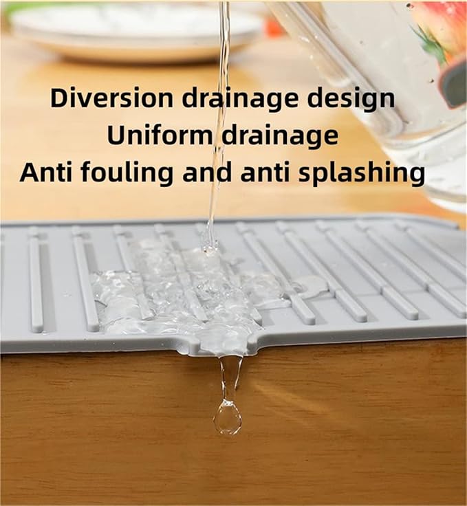 Big Size Kitchen Sink Splash Guard, 24in Faucet Mat Splash Catcher, Handle Drip Catcher Tray, Multipurpose for Kitchen Dish Drying Mats Sponge Holder (gray)