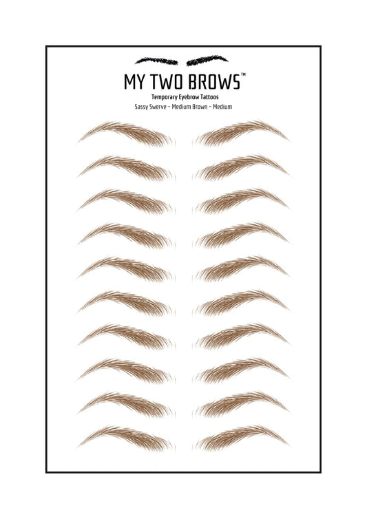 (10 pairs) Ash Brown Temporary Eyebrow Tattoo - Small Size - Waterproof & Smudgeproof - Assertive Arch Style Eyebrow Stickers - Sheet Lasts up to 30 Days - Won't Work on Existing Brows