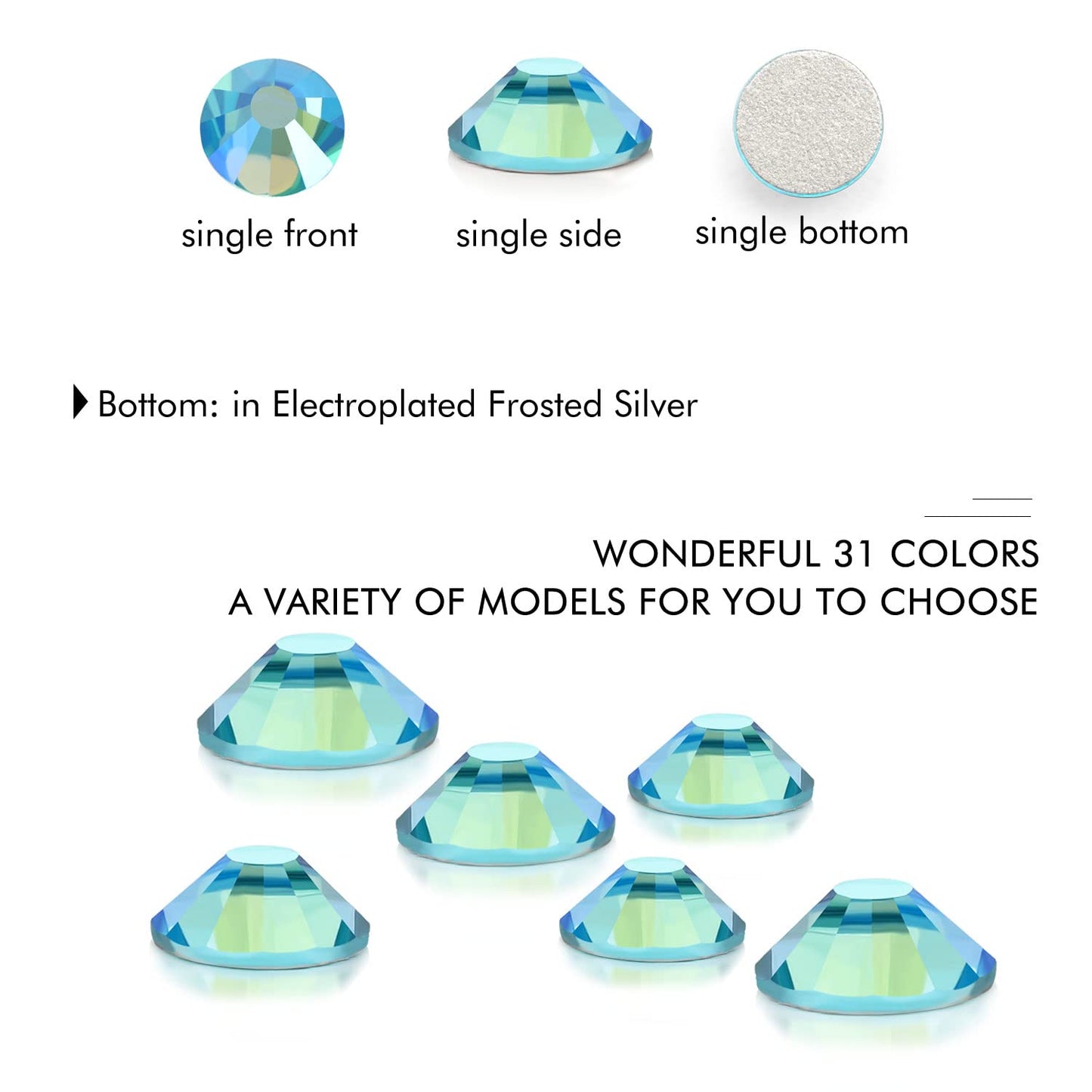 1440Pcs Aquamarine Ab Crystal Rhinestones,Glass Flatback Rhinestones Gemstones for Nail Face Makeup Art Crafts Clothes Decoration -(SS16,4.0mm,Aquamarine Ab)