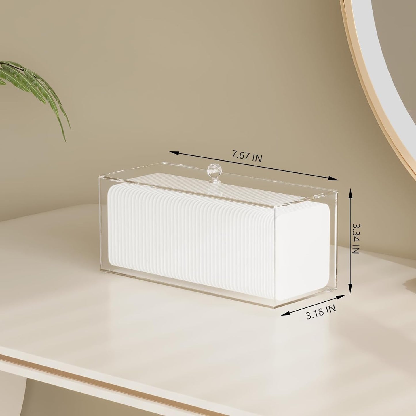 Acrylic Clean Pad Storage Box for Clean Skin Club - Cotton Holder, Square Organizer (Pads Not Included) - Horizontal With Lid