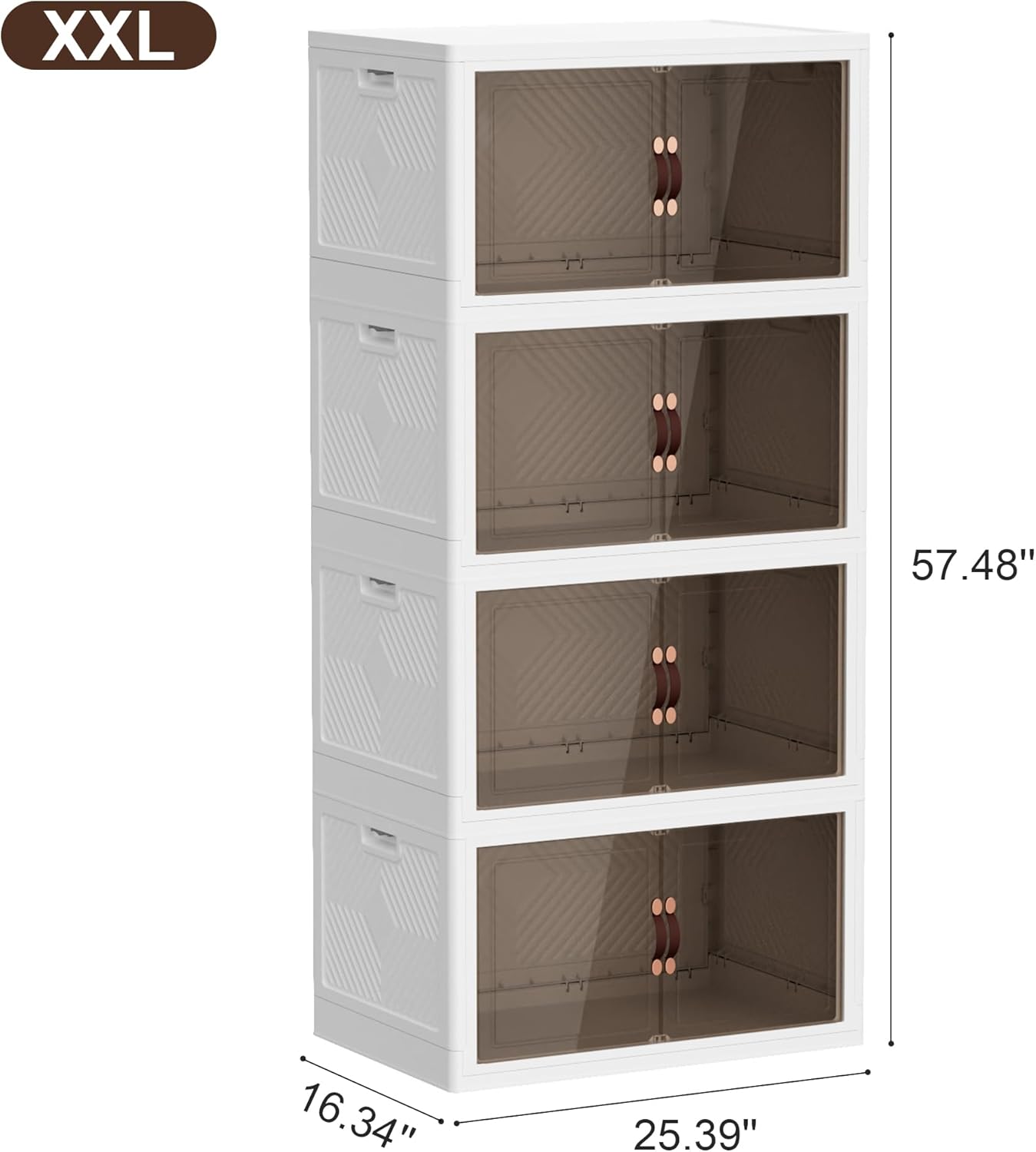 JOYMOOP Folding Storage Bins Organizer, 336 Quart Collapsible Storage Boxes with Wheels and Door, Stackble Plastic Storage Container for Clothing, Books and Sundries (XXL, 21 Gal Per, 4 Tiers)