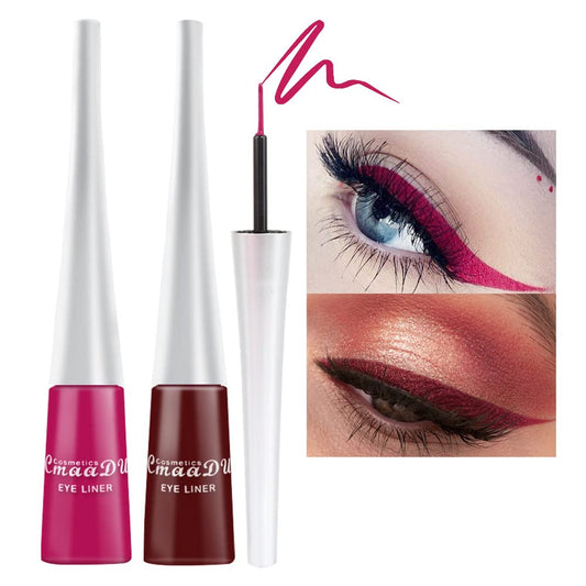 evpct 2Pcs Rose Dark Brown Red Liquid Eyeliner Colorful Set Waterproof Colored Eye Liners for Women Stamps Shapes for Eyes delineadores de colores para ojos delineador de ojos contra el agua 08&17
