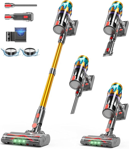 Cordless Vacuum Cleaner, 580W 48KPA 70Mins Vacuum Cleaners for Home, Cordless Stick Vacuum with Touch Screen, Anti-Tangle & Wall Mount Charge, Wireless Vacumm for Home/Pet Hair/Carpets/Floors