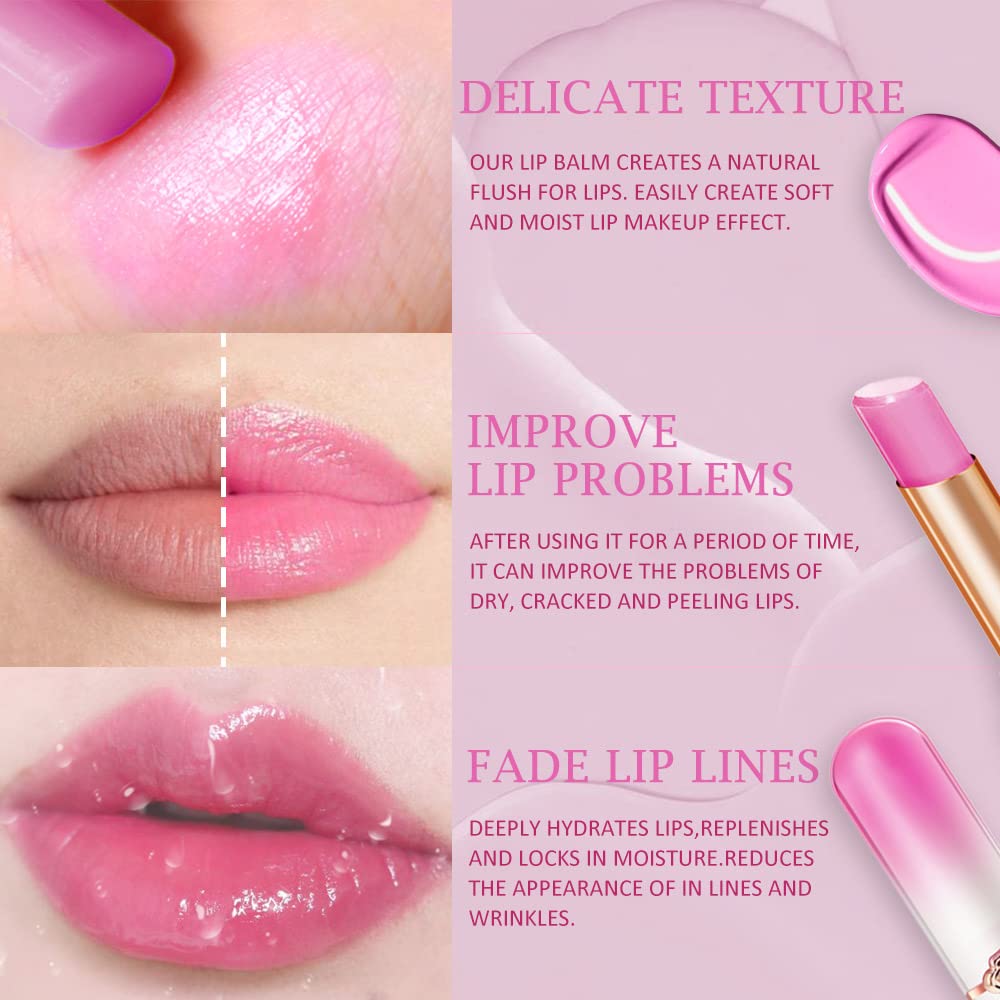 evpct 2Pcs Grape Tinted Lip Balms PH Lip Color Changing Lipstick Balm Stain Gift Set Queen for Women Girls Korean Mood Long Lasting Color Change Light Pink Lipstick Lip Tint Makeup Lip Plumper Gloss