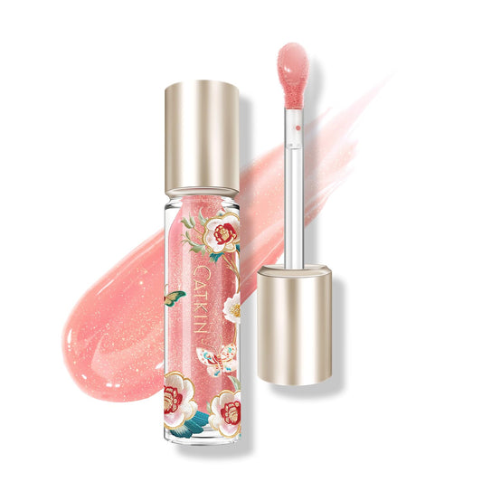 Catkin Lip Plumper Gloss, Tinted Lip Serum with Hyaluronic Acid & Jojoba Oil, Non-sticky Volumizing Hydrating Formula for a High Shine Maximum 3D Look, Plump & Soft Lips 0.12 Fl Oz - C03 Coral Pearl