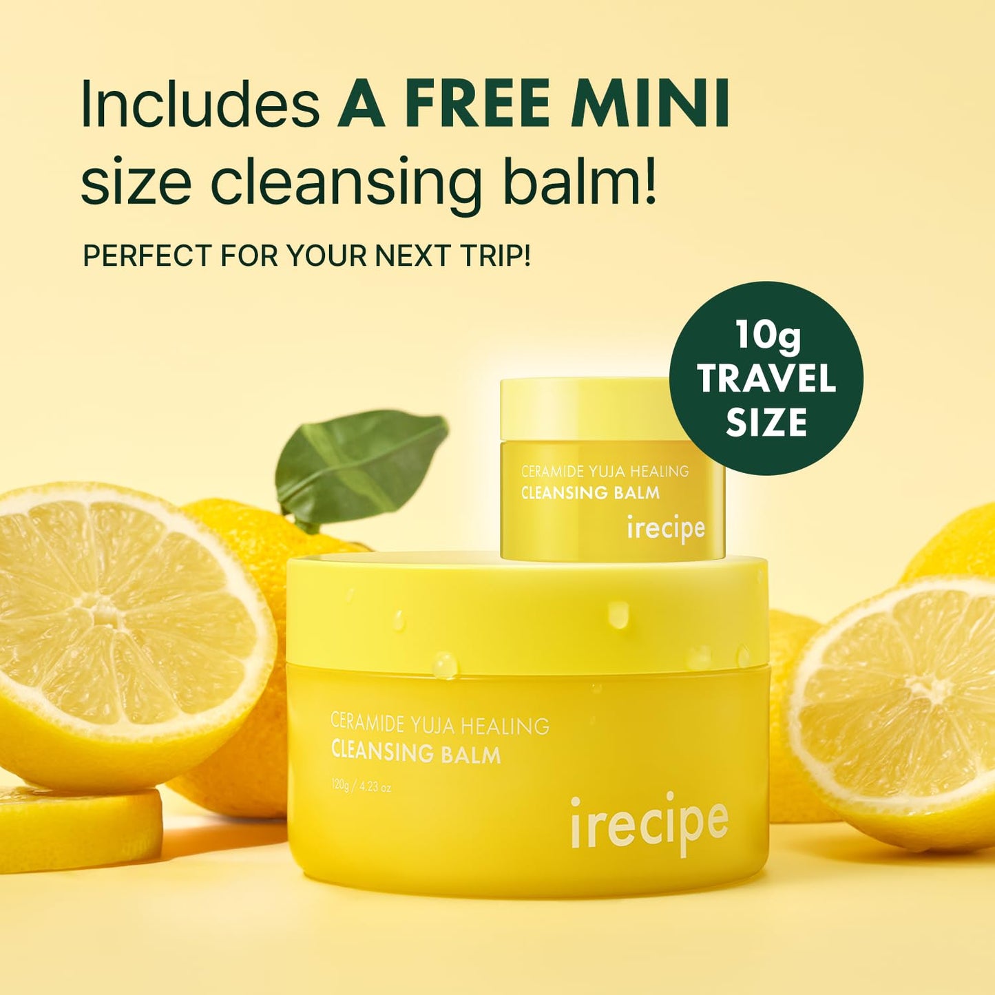 Ceramide Yuja Makeup Cleansing Balm with Travel Size | Deep Cleansing All-in-One Korean Face Cleanser, Makeup Remover, Zero Irritation, Blackheads Remover, Clean Beauty, Vegan (120g / 4.23oz)