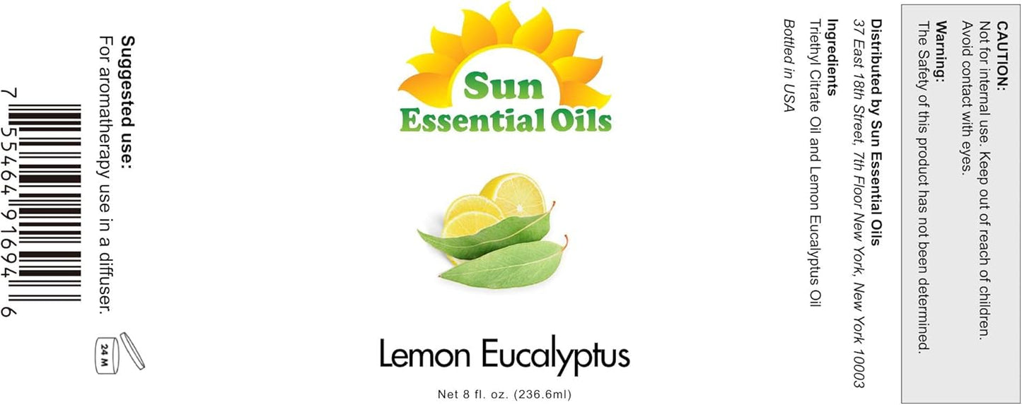 Sun Essential Oils 8 oz Lemon Eucalyptus Essential Oil – Aromatherapy Oil