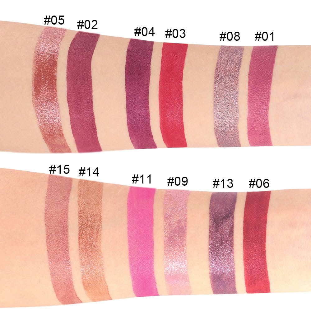 evpct 2Pcs Plum & Dark Wine Red Matte to Glitter Liquid Lipstick Long Lasting Lip Set Kit for Women Diamond Shiny Glitter Sparkly Glossy Metallic Shimmer Sparkle Waterproof Lipstick Lip Gloss 06+13