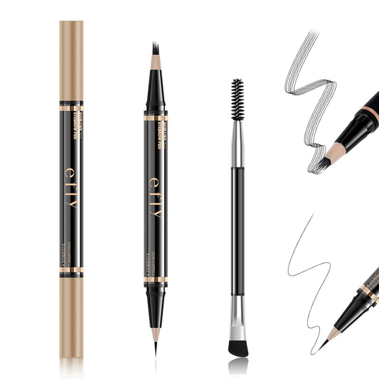 Eyebrow Pencils for Women, Microblading Eyebrow Pen Magical 2-in-1 Dual-Ended Brow Pen with 3D & Precise Brush-Tip Create Natural Hair-Like Brows, Last All-Day(Soft Brown)