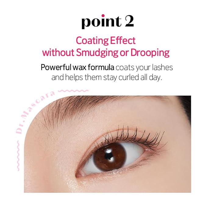 ETUDE Dr. Mascara Fixer, Korean Mascara Fixer, Long-Lasting Wax Formula, All-Day Curl Hold, Smudge-Proof, Korean Makeup, Beauty, Vegan Certified, Natural (Transparent, 0.203 Fl Oz)