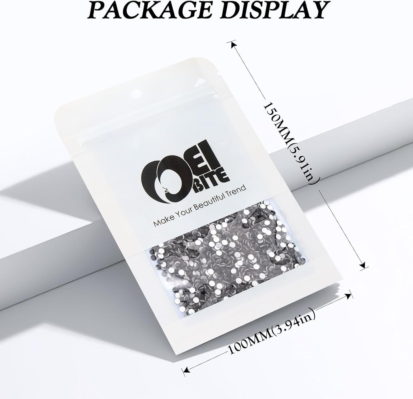 Black Flatback Rhinestones, Glass Rhinestones for Nail Art and Craft, Glue Fix, Loose Crystal Gemstones(Black, SS10, 2880pcs, 2.7-2.8mm)