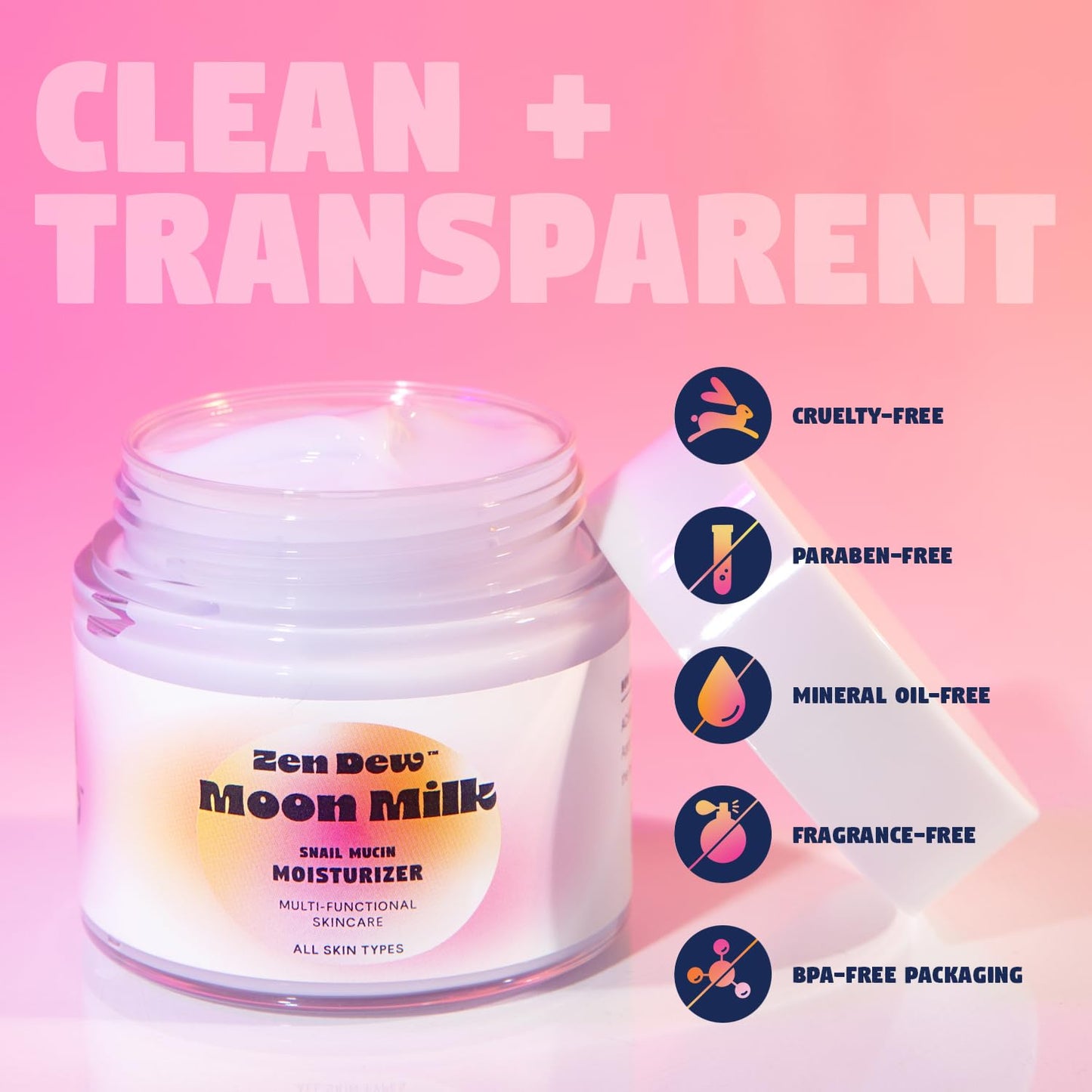 Moon Milk Snail Mucin Moisturizer Gel Cream 3.52 Oz - Blue Light Skin Defense - Korean Snail Mucin Serum Cream that Replenishes Moisture & Leaves Skin Brighter, Plumper, Soothed & Smooth - 2 Pack