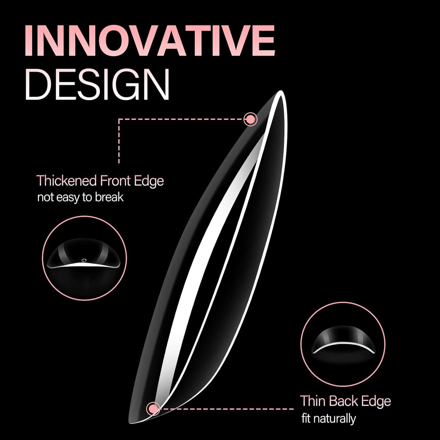 AILLSA Medium Almond Nail Tips Soft Clear Gel Nails Tips Preshaped Full Cover Nails Tip False Gelly Nail Tip for Nails Extension with Storage Box 216pcs 12 Sizes