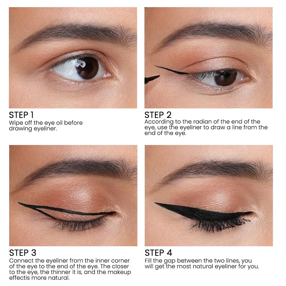 evpct 2Pcs Black & Black Liquid Eyeliner Colorful Set Waterproof Colored Color Eye Liners for Women Stamps Shapes for Eyes delineadores de colores para ojos delineador de ojos contra el agua 13&13