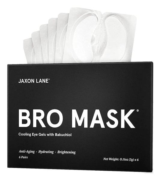 BRO MASK Under Eye Gel Pads: Cooling Eye Patches for Dark Circles and Puffiness | Anti Aging Hydrogel Eye Patch Set + Bakuchiol, Green Tea, Hyaluronic Acid, Caffeine, Niacinamide/Vit B3 (4 X 6 Pairs)