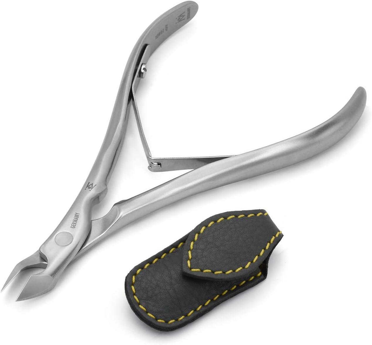 GERMANIKURE Standard Professional Cuticle Trimmer - 3/4 Full Jaw Nipper - Ethically Made in Germany - FINOX Stainless Steel Sharp Cuticle Remover in Leather Case – Manicure Tool, r177, 7mm