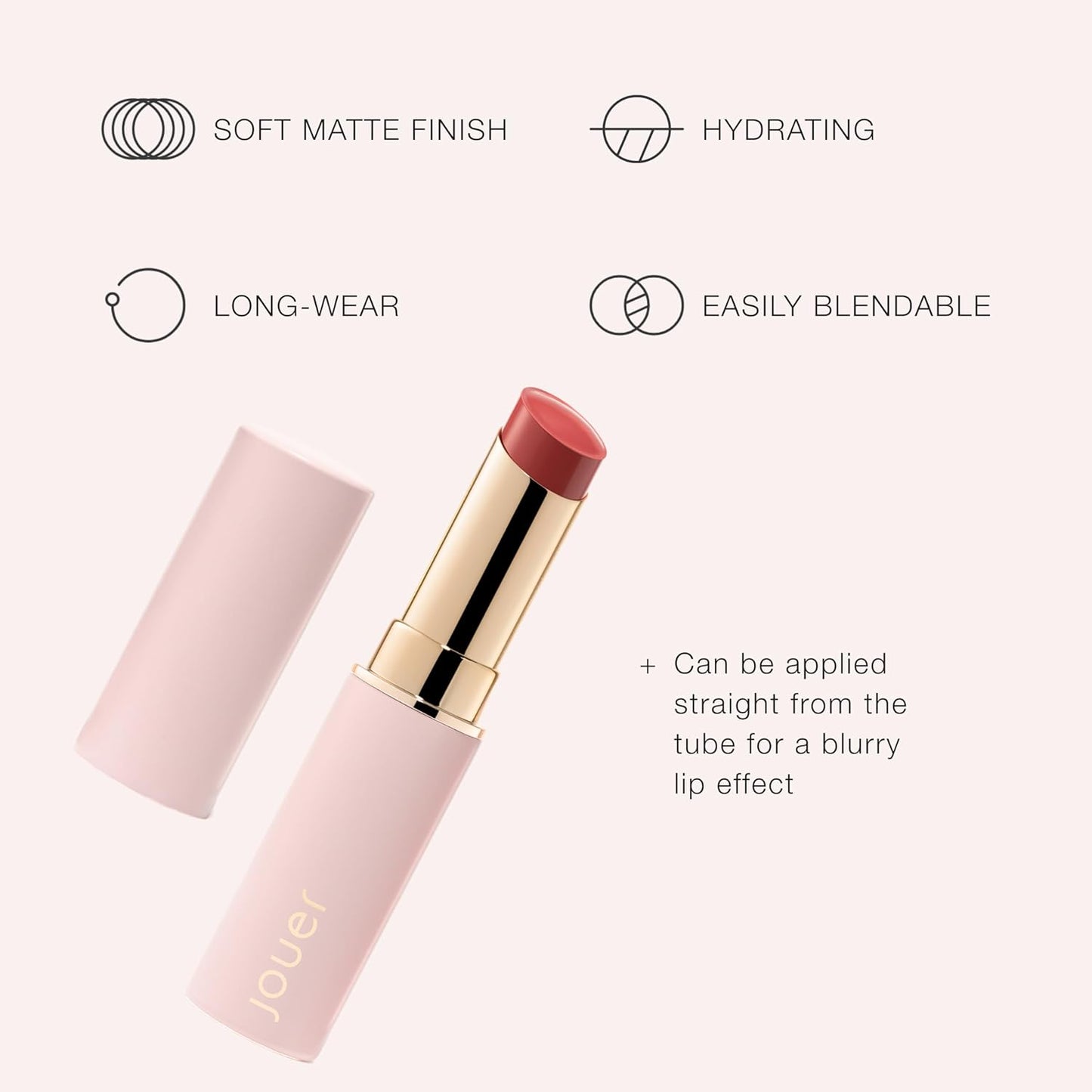 Jouer Balm Bouche Demi-Matte Lip-Sensualité - Tinted Lip Balm - Hydrating Lip Tint Long Lasting - Matte Lip Color - Jojoba Seed Oil and Shea Butter Formula