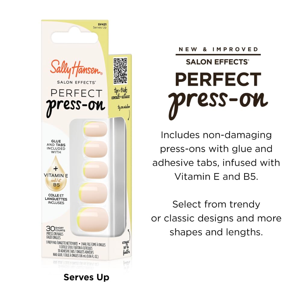 Sally Hansen Instant Cuticle Remover & Salon Effects Perfect Press-On Nails, 30 Designs, Nail Glue & Tabs