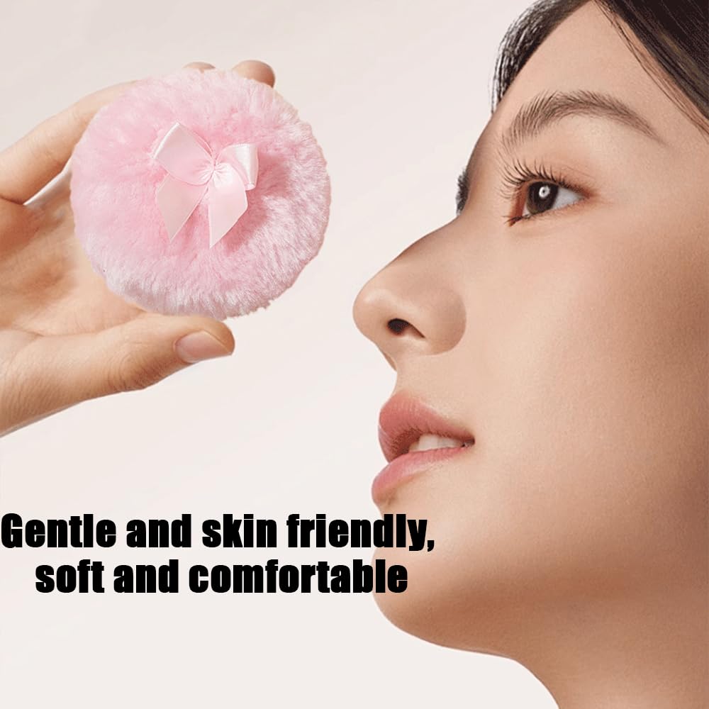 Luxury 4 Inch Glass Powder Container with 2 Soft 3.5" Puffs｜Non-Sealed Refillable puff Jar｜ Loose Powder Storage(Butterfly-Amberl)