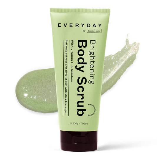 Frank Body Brightening Body Scrub | With Vitamin C and Mandelic Acid to Scrub Away Dead and Dry Skin, Leaving Smooth, Glowing Skin | Vegan & Cruelty Free| Bamboo & Camellia Scent | 200g