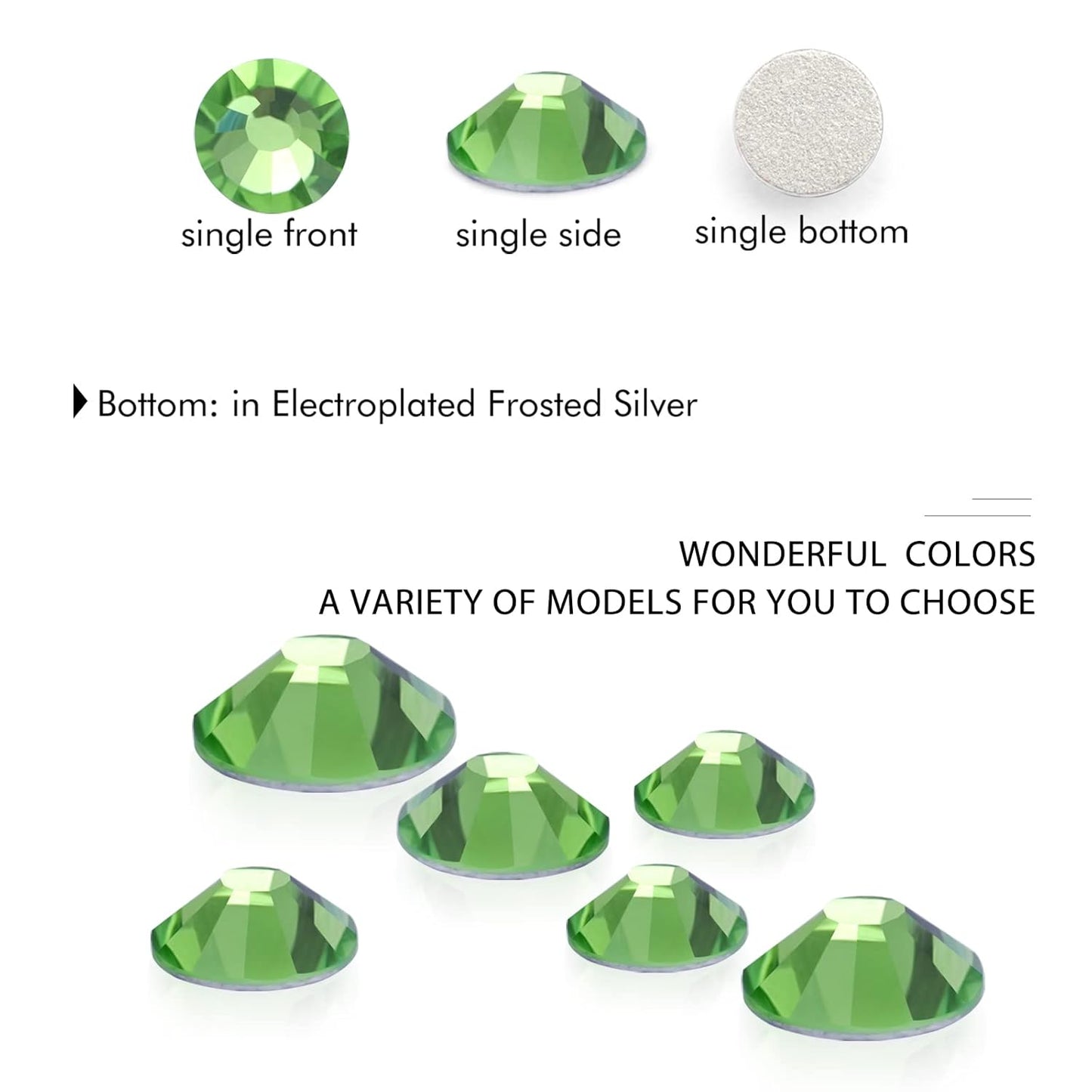 1440Pcs Light Green Crystal Rhinestones,Glass Flatback Rhinestones Gemstones for Nail Face Makeup Art Crafts Clothes Decoration - (SS20,4.8mm,Light Green)