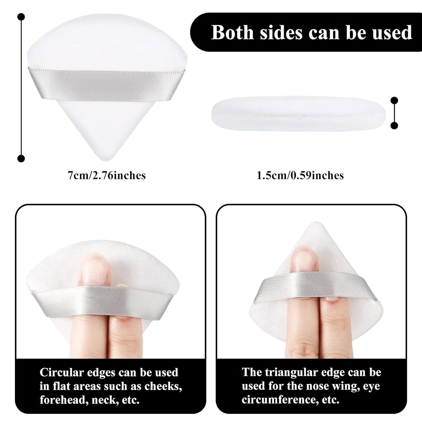 Maitys 12 Pieces Powder Puff Triangle Face Makeup Cosmetic for Loose Powder Soft Body Washable Reusable Foundation Sponge Mineral Wet Dry Makeup Tool for Women(Small,White)