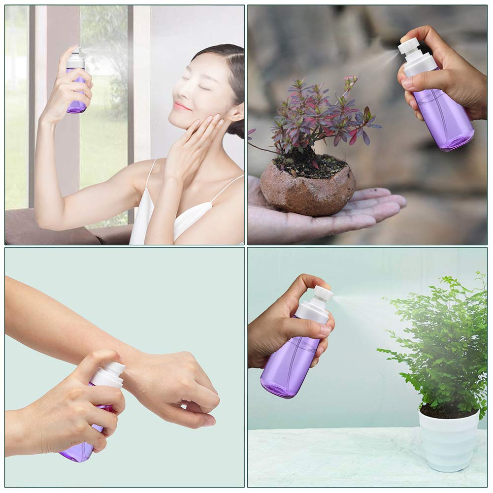 Cosywell Fine Mist Spray Bottle 3.4oz/ 100ml Empty Cosmetic Refillable Travel Containers Plastic Hair Spray Bottle Sprayer for Perfume Skincare Makeup Lotion (3Purple)