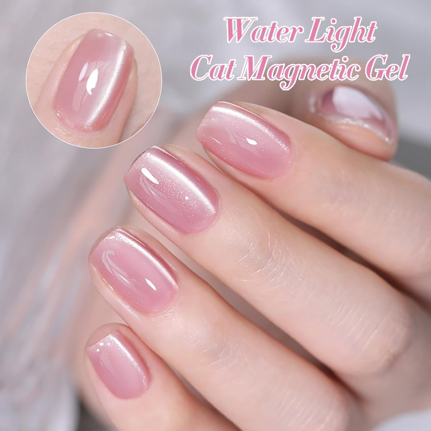Born Pretty Magnetic Gel Nail Polish Water Light Cat Magnetic Eye Jelly Pink Glass Crystal Gel Polish Glitter Shimmer Auroras Nail Polish LED Nail Art Manicure Kit 6PCS