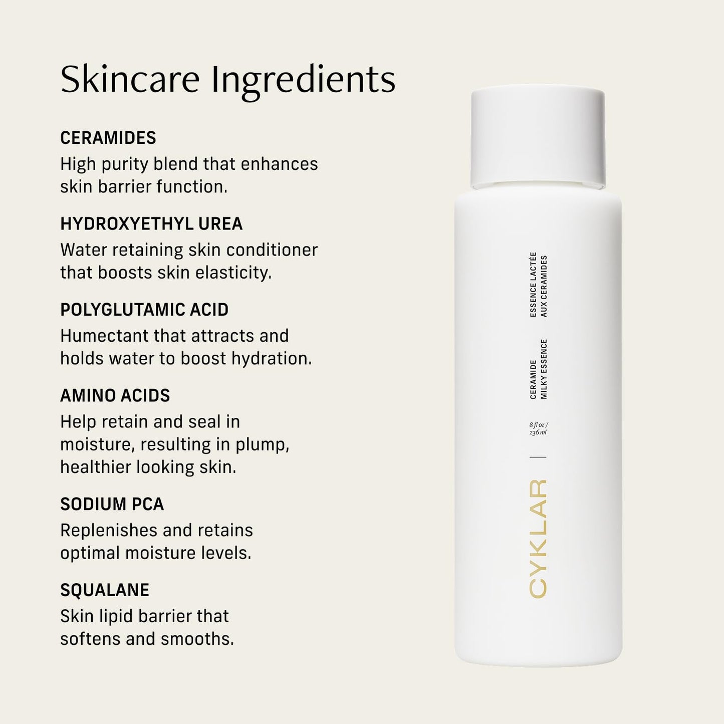 Ceramide Milky Essence – Unscented Body Lotion for Dry, Sensitive Skin – Lightweight Hydrating Ceramide Moisturizer for Skin Barrier with Polyglutamic Acid & Hydroxyethyl Urea - 8 fl oz