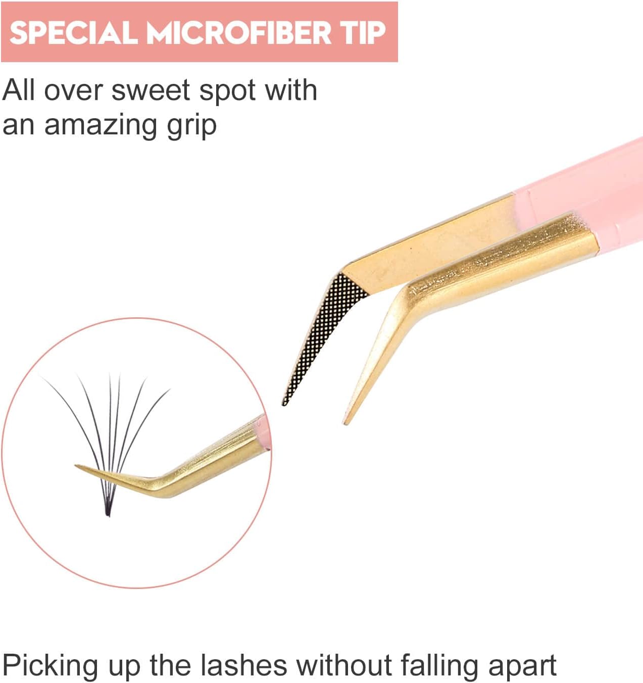 Ms.Queen Tweezers for Lash Extensions,Precision 45 Degree Lash Tweezers for Volume Classic Lashes Premade Fans