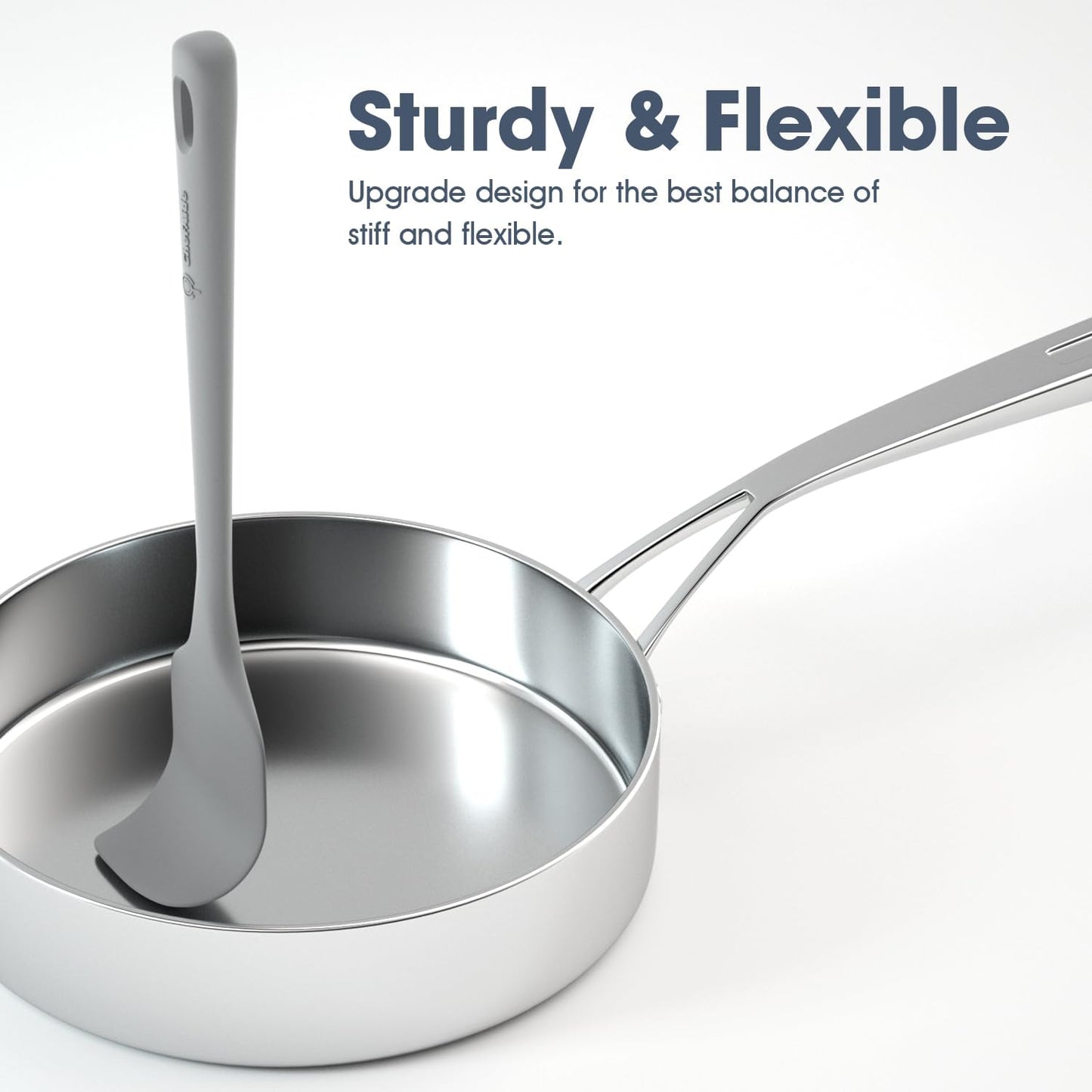 5 Pieces Silicone Spatula Set, Food Grade Rubber Spatula, Upgrade Strong Handle with Ergonomic Grip, Heat Resistant Up to 600°F for Nonstick Cookware, Cooking Gray