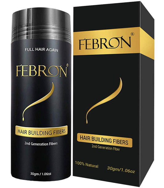 FEBRON Hair Fibers For Thinning Hair For Women & Men Hair Loss Concealer Hair Powder Volumizing Based 100% Undetectable & Natural - Bald Spots Filler (30 Gram, Dark Gray)