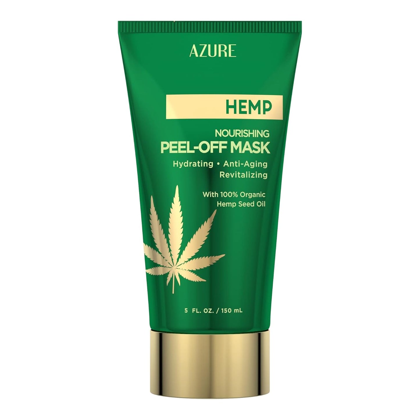 Azure Cosmetics Hemp Nourishing Peel Off Facial Mask- Anti Aging & Hydrating Face Masks - Removes Blackheads, Dirt & Oils - With Hemp Oil and Hyaluronic Acid - Skin Care - 150mL / 5 fl.oz.