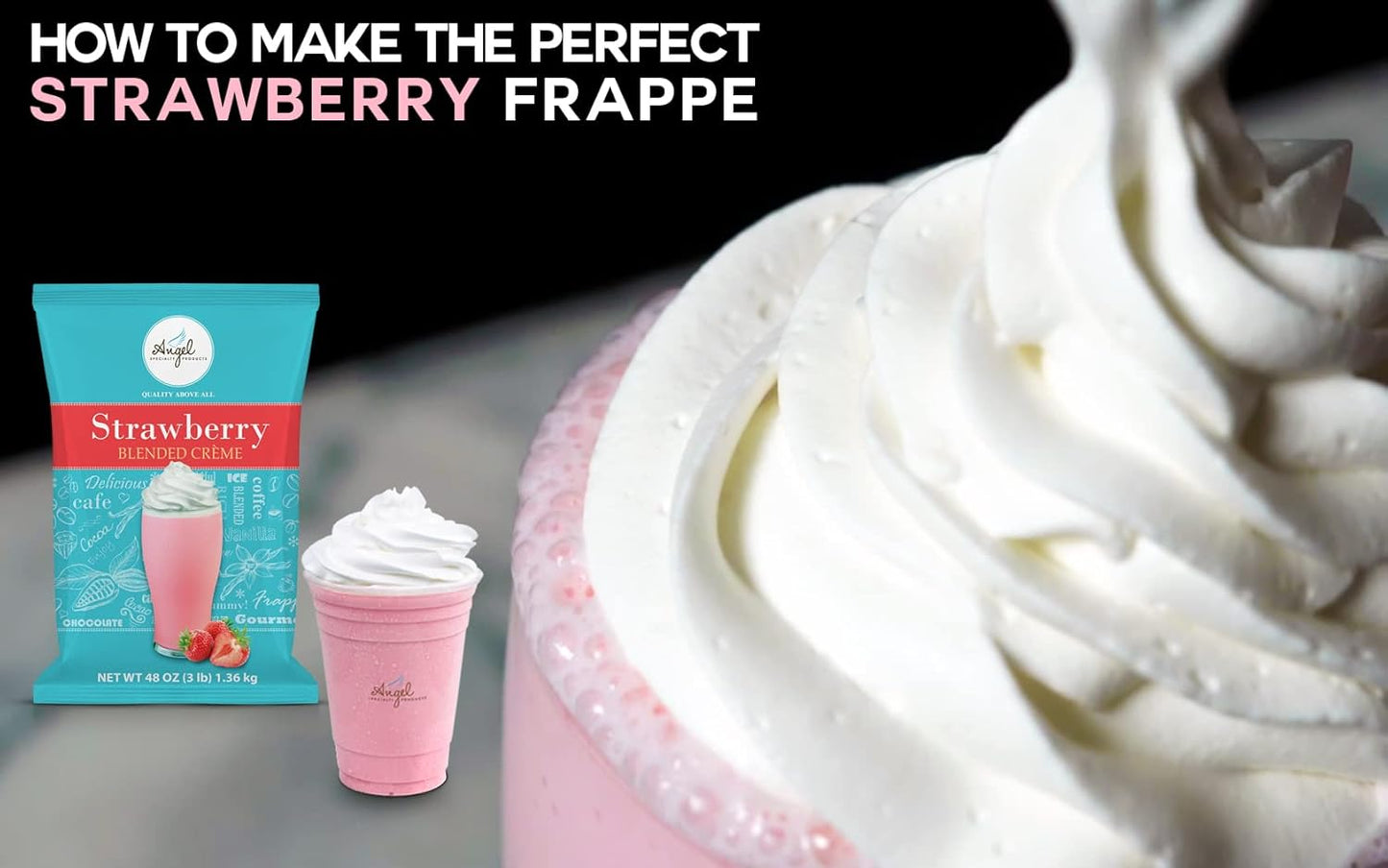 Strawberry Blended Crème Mix (Strawberries N' Cream) by Angel Specialty Products [3 LB]