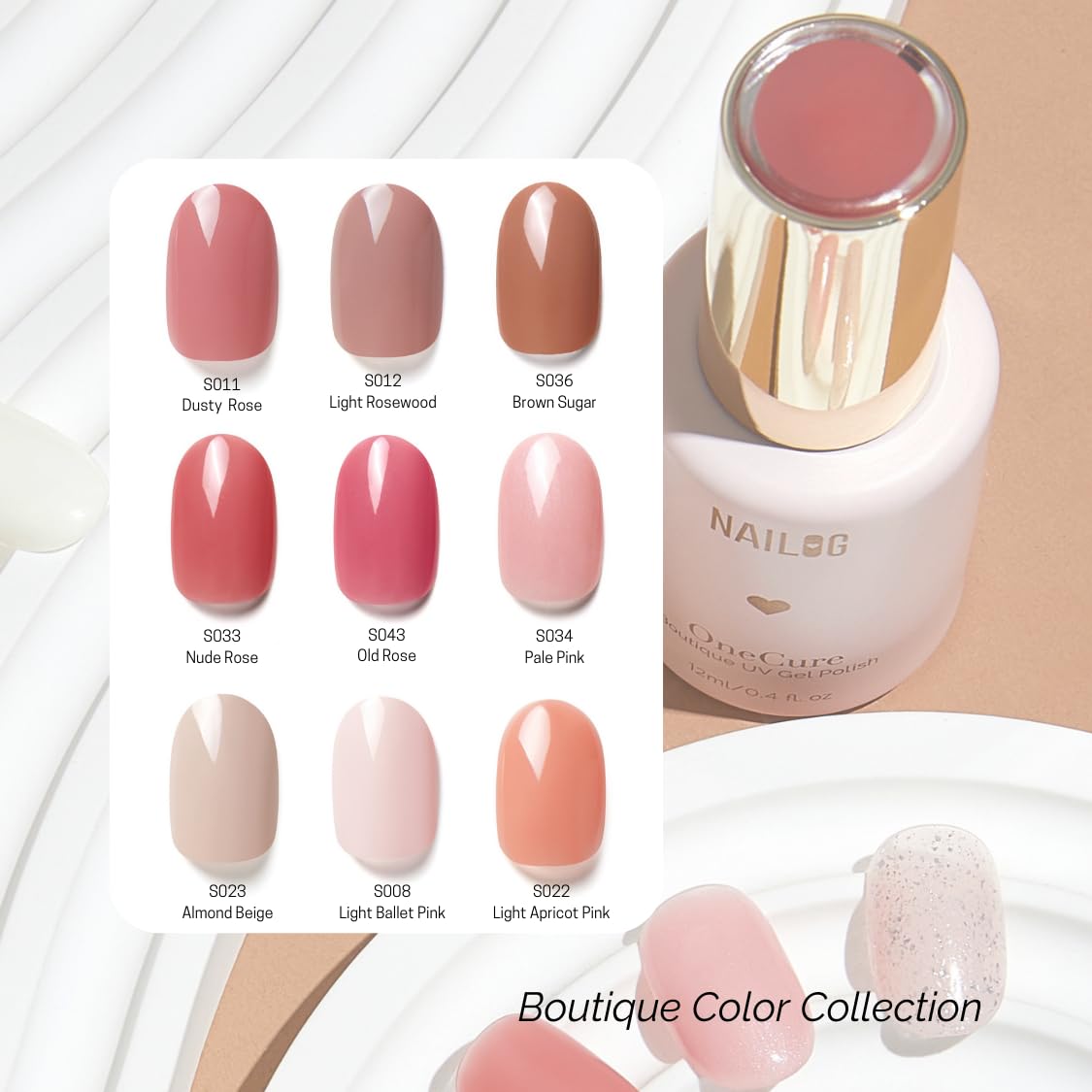 NAILOG One Step Beige Gel Nail Polish 12ml Top Coat Color Gel Base 3-In-1 Formula Soak Off UV Gel Polish for Home DIY & Gifting | Almond Beige