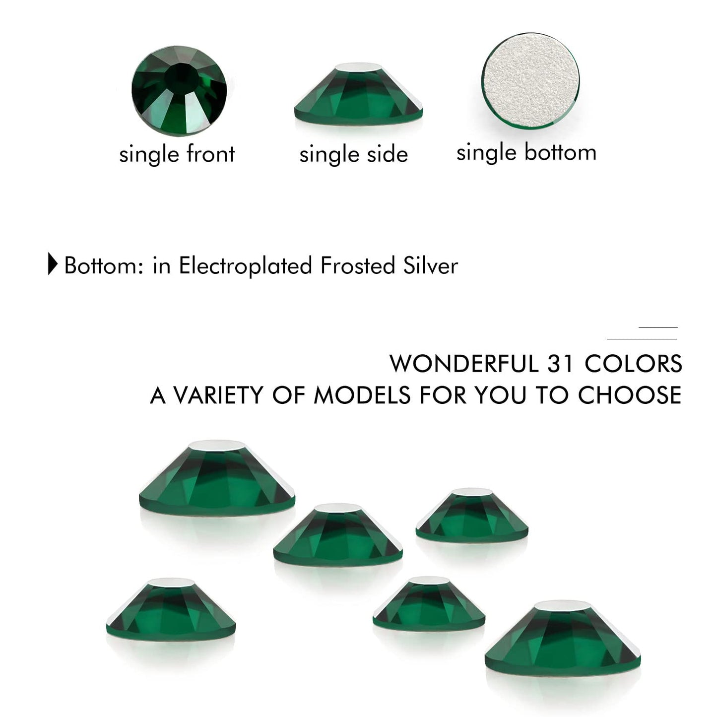 1440Pcs Dark Green Crystal Rhinestones,Glass Flatback Rhinestones Gemstones for Nail Face Makeup Art Crafts Clothes Decoration -(SS20,4.8mm,Dark Green)