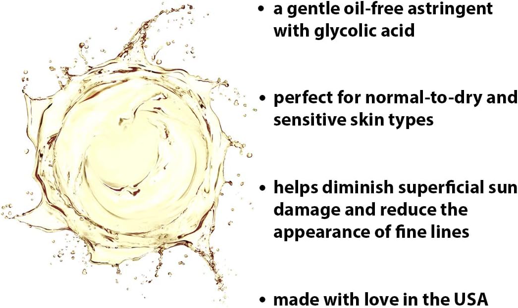 RAYA Ginseng Astringent with AHA 16 oz (G-205) | Gentle Glycolic Facial Toner for Dry and Sensitive Skin | Helps Tighten Pores, Smooth Complexion, and Reduce Fine Lines | Made With Alpha Hydroxy Acids