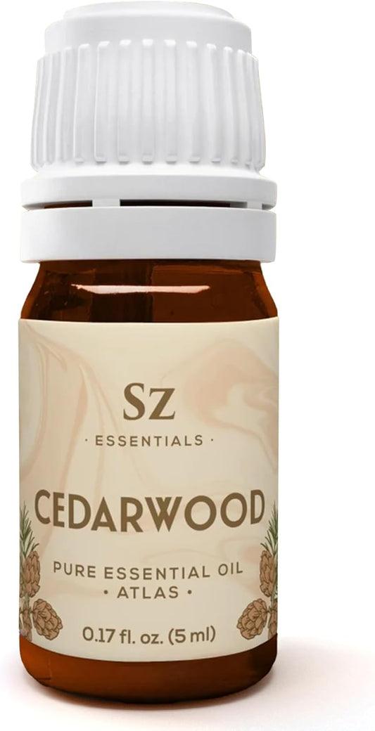 Cedarwood Essential Oil (Cedrus Atlantica) – Therapeutic Grade, 100% Pure & Natural with Soothing Woodsy Aroma for Relaxation, Aromatherapy, Skin Care & Diffuser - 0.17 fl oz. (5ml)