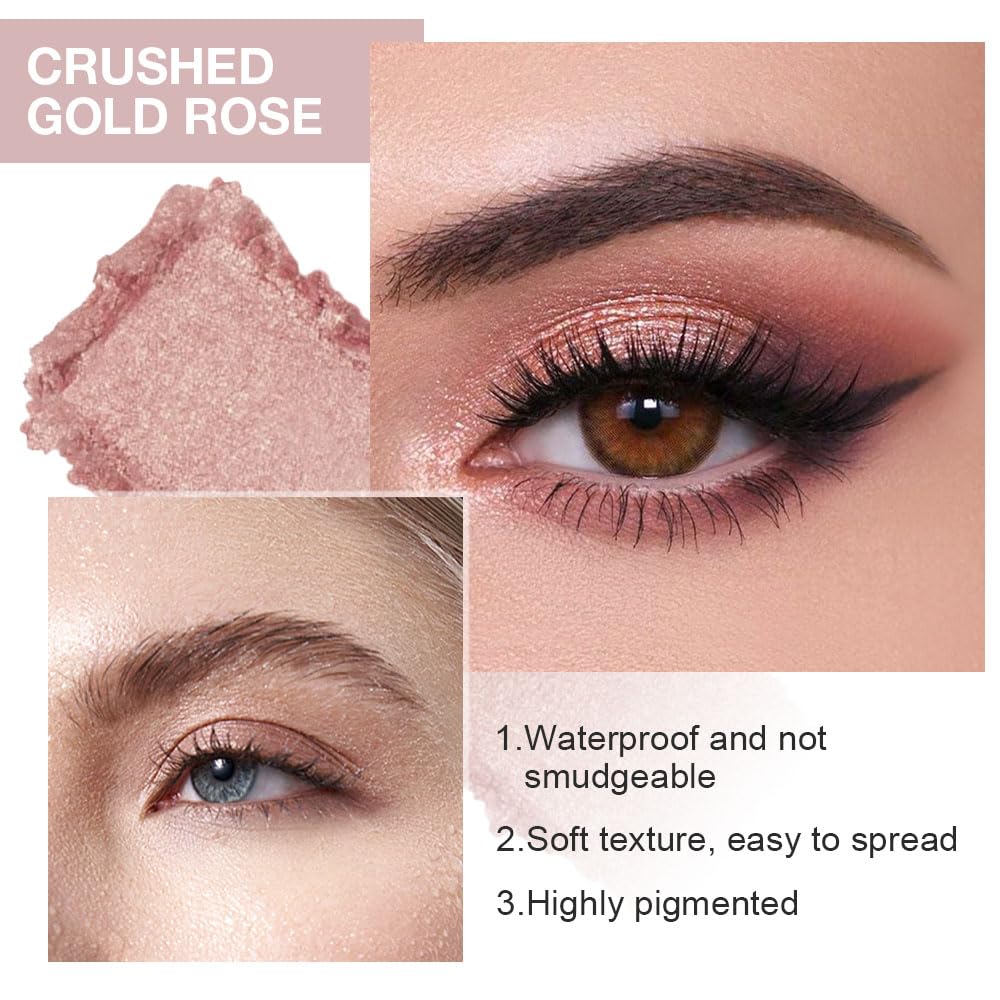 Eye shadow low saturation delicate long-lasting eye shadow palette, Monochrome Glittler Eyeshadow, pressed glitter eyeshadow, Glittle Pressed Powder Single Vegan Eyeshadow, (02 Glittle Brown)