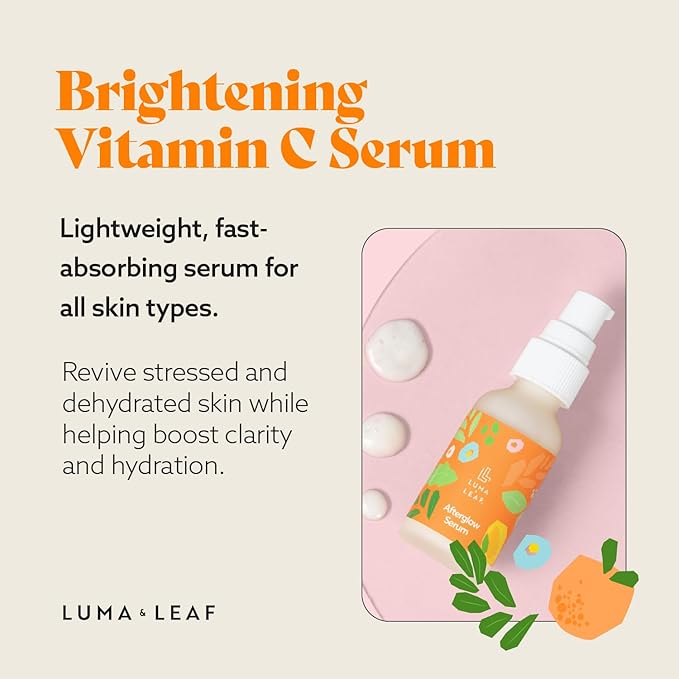 Vitamin C Serum for Face - LUMA & LEAF Brightening Serum with Jojoba Oil, Reduces Dark Spots, Uneven Skin Tone, Discoloration, and Sensitive Skin Care - 1 FL Oz