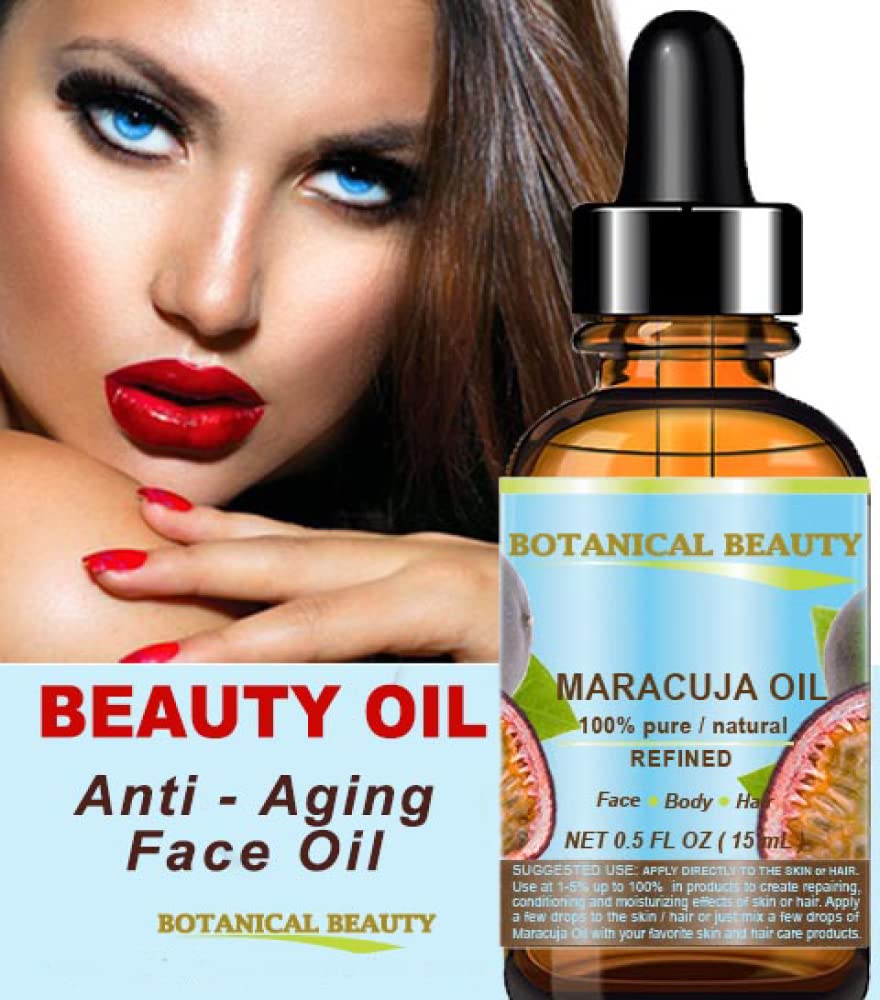 MARACUJA OIL 100% Pure Natural Cold Pressed Undiluted for Face, Skin, Hair, Body, Lip, Nails 0.5 Fl.oz.- 15 ml Rich in Vitamin C
